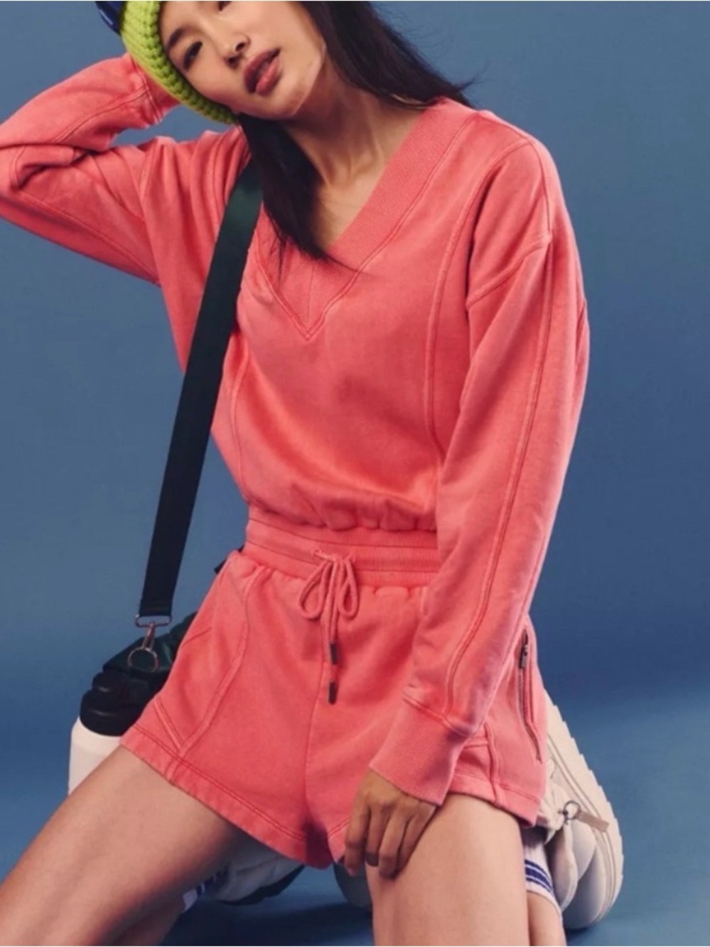 FP Movement by Free People Coral Pink Drawstring  Intercept Romper / NWT - Picture 3 of 12